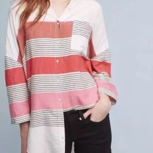 Holding Horses Striped Coral White Oversized Shirt